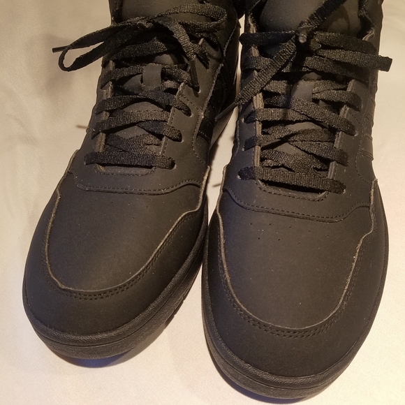 Men Adidas Hoops Mid Triple Black Shoes Sneakers Size 12 - Picture 7 of 8